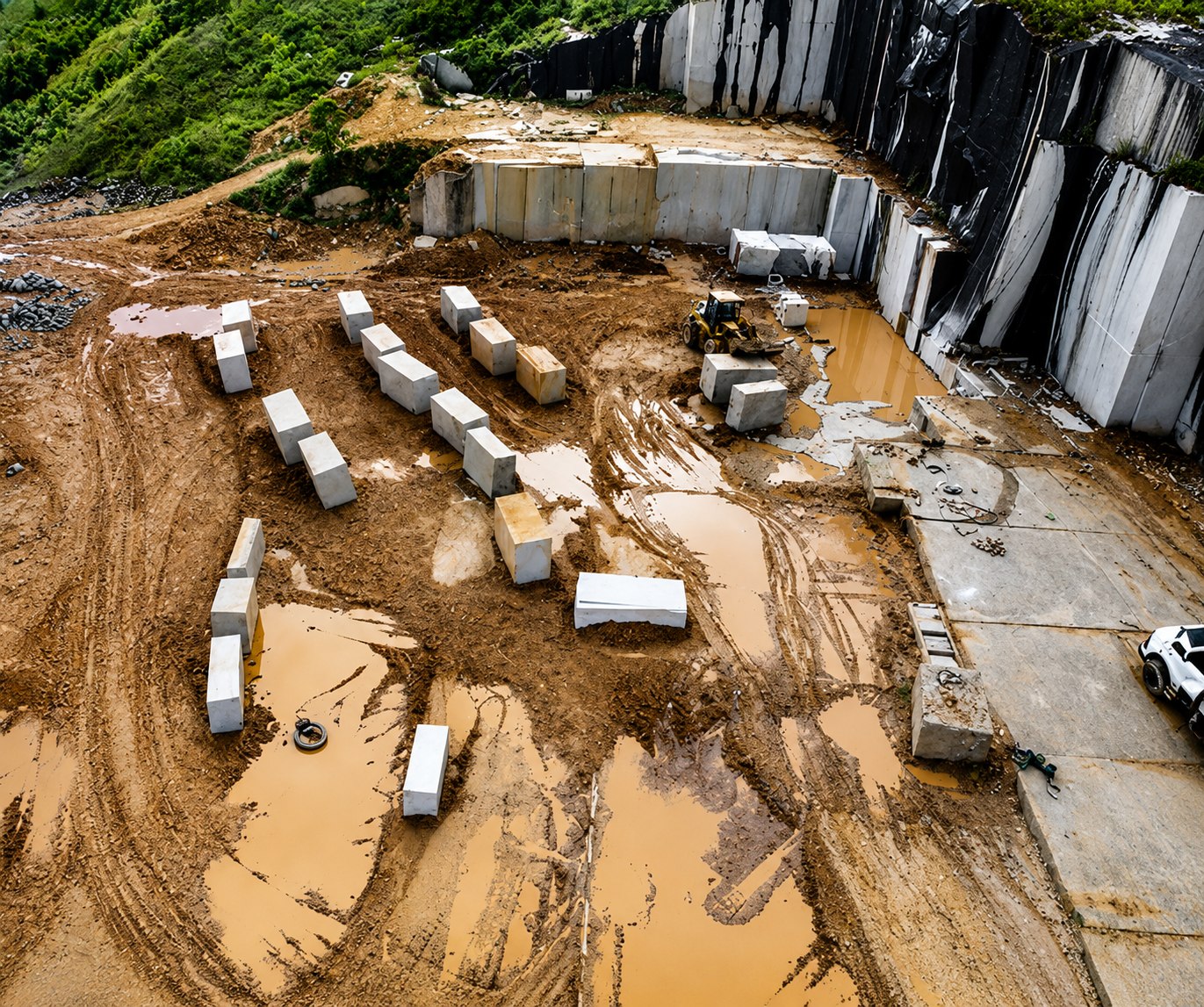 Verde Gloria quarry blocks