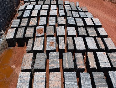 Cut granite blocks