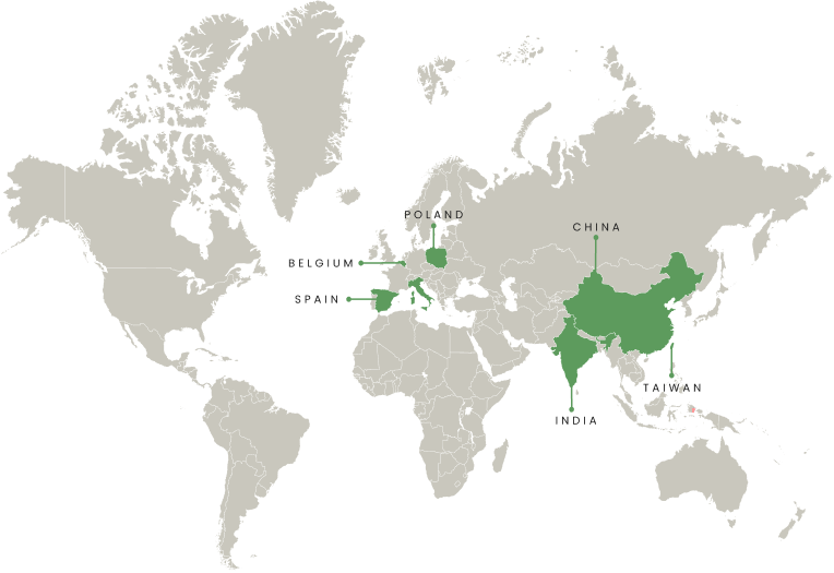 World map with export destinations